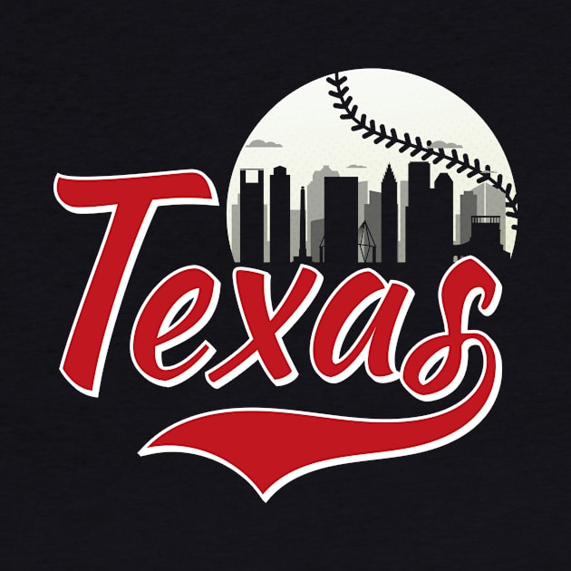 Retro Vintage Texas City Scape Baseball Game For Man Woman by GShow